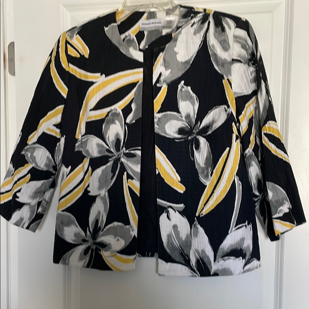 Alfred Dunner Black and Yellow Floral Jacket